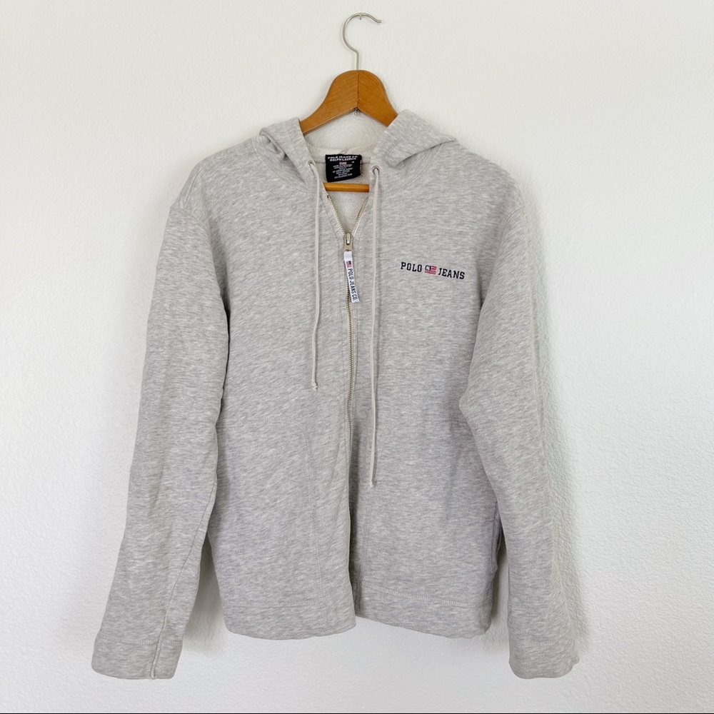 Vintage Polo Jeans heathered gray hoodie M